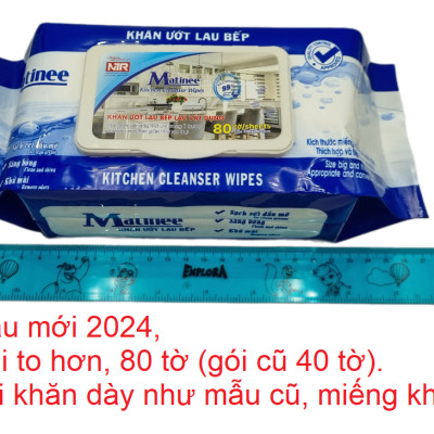 Khăn Ướt Lau Bếp Matinee - 80 tờ khăn to và dày (gói mới)