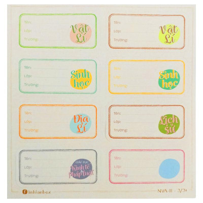 Bộ 28 Nhãn Vở A Cấp III - Linh Lan