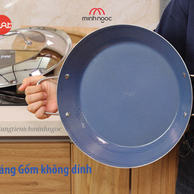 [Hàng chính hãng-iMat] Chảo đa năng iMat Hybrid Paella size đại 32cm,chống dính Ceramic lòng xanh