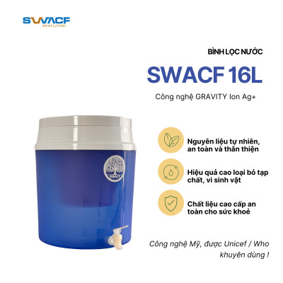 Compo 2 bình lọc nước uống trực tiếp SWACF 16L | CWF Nano bạc, lõi lọc 7L, tốc độ lọc 2-4 lít/giờ, giữ khoáng thiết yếu