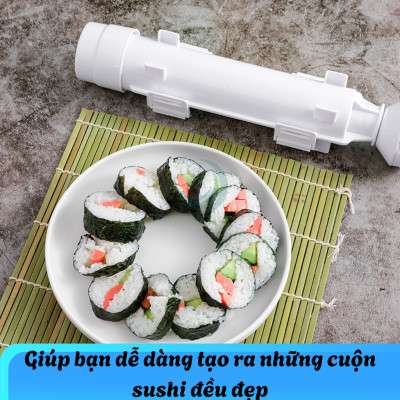 Ống Nén Sushi Thông Minh Kèm Thảm Cuộn Dụng Cụ Làm Sushi Siêu Nhanh - Combo Ống & Mành Cuộn