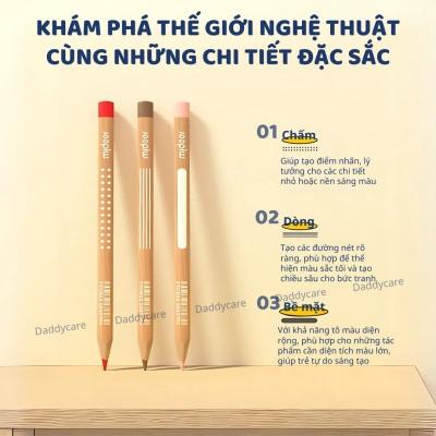 Bút chì màu vẽ tranh cao cấp mideer Vibrant Colored Pencil  24/36/48 màu,Chì vẽ chuyên nghiệp, thiết kế, phác họa cho bé