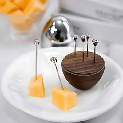 Bộ 6 dĩa hoa quả Modern siêu độc lạ với giá đỡ hình quả trứng bằng gỗ Hàng chính hãng