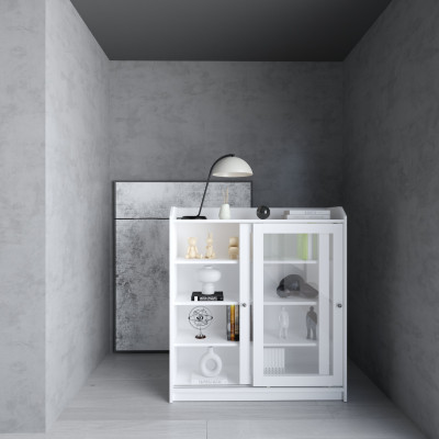 [Happy Home Furniture] RUNI, Tủ đựng đồ - 2 cánh cửa kính,  105cm x 37cm x 116cm ( DxRxC), TCL_001