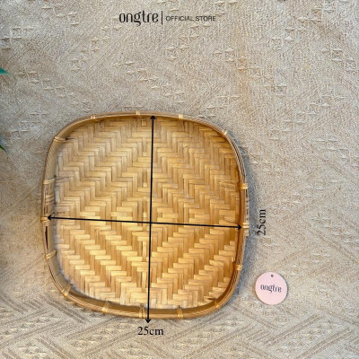 Mẹt tre vuông thủ công ONGTRE 20-30cm phục vụ nhà hàng, decor trang trí