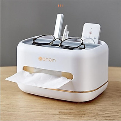 Hộp Đựng Khăn Giấy Để Bàn - Có Ngăn Để Đồ Đa Năng, Chất Liệu Nhựa ABS Cao Cấp