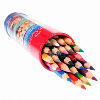 Bút Chì Màu Nước Faber Castell Fish 115924 - 24 Màu Dài - Hộp Thiếc Tròn