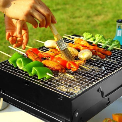 Bếp Nướng Than Hoa Nướng BBQ Kèm Vỉ Nướng Hình Chữ Nhật- Gấp Gọn Tiện Lợi - Hàng Chính Hãng MINIIN