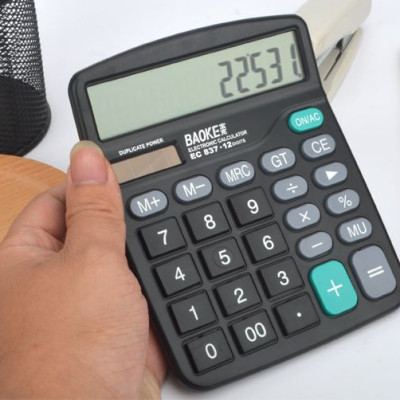 Máy tính kế toán cầm tay 12 số năng lượng mặt trời-EC837/BAOKE