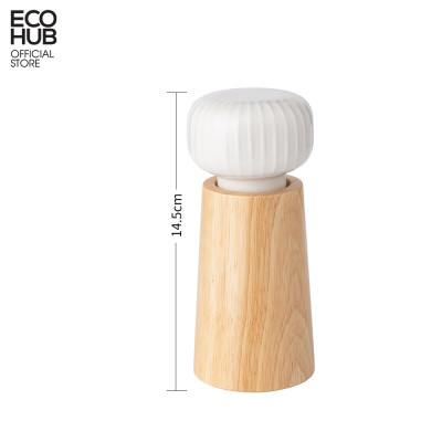 Dụng cụ, lọ xay tiêu ECOHUB bằng gỗ có tay cầm gốm sứ (Pepper Grinder) | E00416