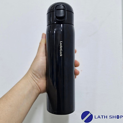 Bình Giữ Nhiệt Lock&Lock  Rouund One Touch Tumbler LHC3296 Màu Đen Mở Nắp 1 Chạm -500ml - Hàng Chính Hãng