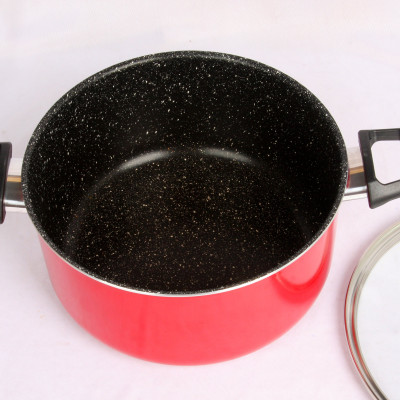 Combo 2 món cao cấp Hàn Quốc, nồi chống dính vân đá Kimscook, quai chống nóng, nắp kính cường lực viền inox size 24 cm và Chảo đúc chống dính vân đá Ecoramic sâu lòng (E) 26 cm, dùng bếp gas, hồng ngoại, ...