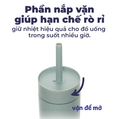 MiiR - Bình giữ nhiệt Sipper Straw - Màu Xanh Sương Mai/ Hồng Gỗ  - 473ml