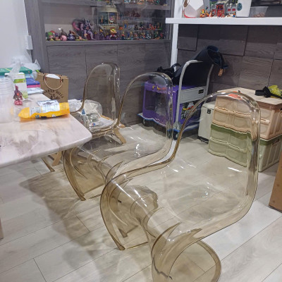 Ghế ngồi cafe trà sữa tựa lưng nhựa trong suốt chân quỳ hiện đại nhập khẩu PANTON-PC - Panton chair creative acrylic