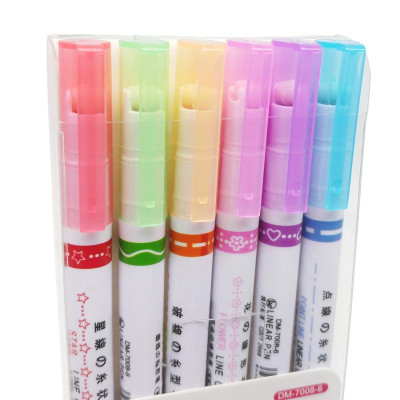 Bộ 6 Bút Đánh Dấu Ghi Chú Họa Tiết Bông Hoa - DM-7008-6
