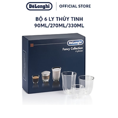 [Hàng chính hãng] Bộ quà tặng 6 ly thủy tinh DeLonghi (gồm 3 dung tích 90ml/ 270ml/ 330ml)