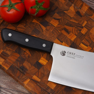 [ Hàng chính hãng ] Dao chặt nhà bếp Chef Studio Essential Cleaver 175mm. Lưỡi thép SUS420-HC, độ cứng 57HRC, Cán gỗ pakka full-tang chắc chắn, đầm tay, nắp chặn bằng thép không gỉ - CHS 205
