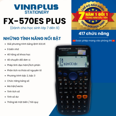 Máy tính học sinh Fx-570ES PLUS Bảo Hành 7 Năm