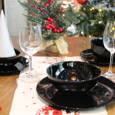 Đĩa Thủy Tinh Luminarc Diwali Đen đựng thức ăn, kháng vỡ, cường lực 27cm - 1 cái - P0786