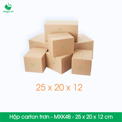 MXK4B - 25x20x12 cm - 100 Thùng hộp carton trơn đóng hàng
