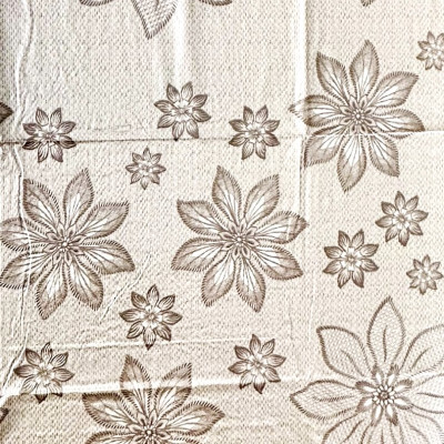 Khăn Trải Bàn PAULEE PWL 241 (147cm x 230cm) hoa văn nổi, ánh kim vàng, nền kem nhạt, nhựa PVC dẻo-không thấm nước