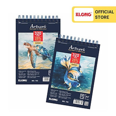 Sổ vẽ màu nước cao cấp KLONG A5+ 25% cotton 20 tờ 320GSM; MS: 785