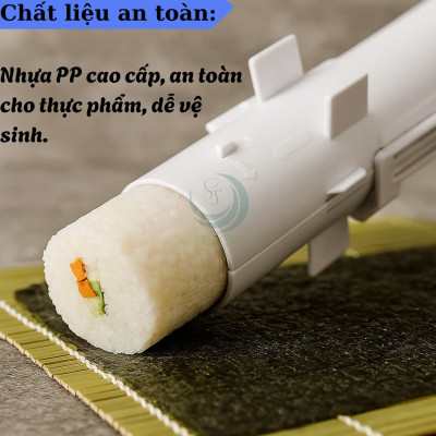 Ống Nén Sushi Thông Minh Kèm Thảm Cuộn Dụng Cụ Làm Sushi Siêu Nhanh - Combo Ống & Mành Cuộn