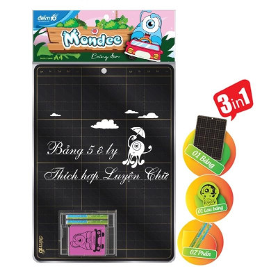 Bảng Phấn Học Sinh - Kẻ Ô + Phấn + Lau Bảng - Thiên Long TP-B021 - Màu Đen