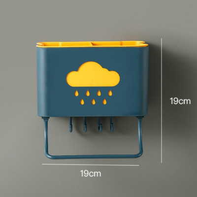 Ống đựng đũa thìa treo tường hình đám mây kèm móc treo khăn dụng cụ bếp