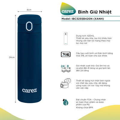 Bình giữ nhiệt Carez 420ml IBC325S - Hàng chính hãng