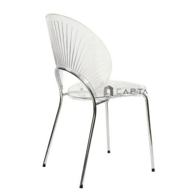 Ghế tiếp khách spa nhựa trong suốt chân thép mạ chrome Ghế cafe nhựa xếp chồng hiện đại LYLY-PC HCM
