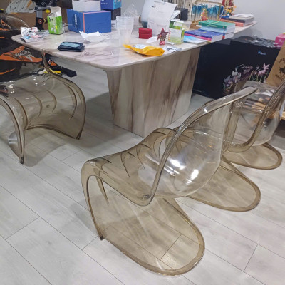 Ghế ngồi cafe trà sữa tựa lưng nhựa trong suốt chân quỳ hiện đại nhập khẩu PANTON-PC - Panton chair creative acrylic