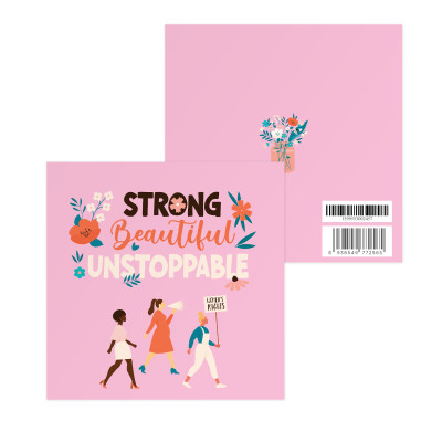 Thiệp mừng phụ nữ 8/3, 20/10, SDstationery Unstoppable, trẻ trung tươi tắn, vuông 12x12 cm