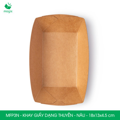 MFP3N - 18x13x4.5 cm - 25 khay giấy dáng thuyền đựng thức ăn, khay giấy đựng món tráng miệng