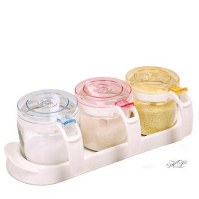 Bộ 3 hũ đựng gia vị thuỷ tinh sắc màu cao cấp