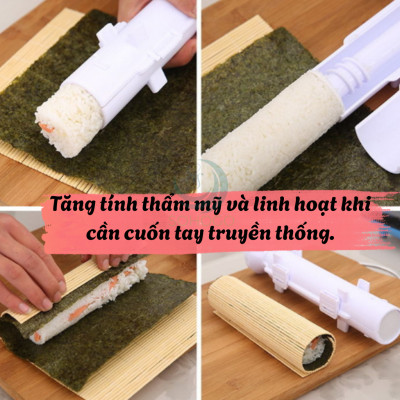 Ống Nén Sushi Thông Minh Kèm Thảm Cuộn Dụng Cụ Làm Sushi Siêu Nhanh - Combo Ống & Mành Cuộn