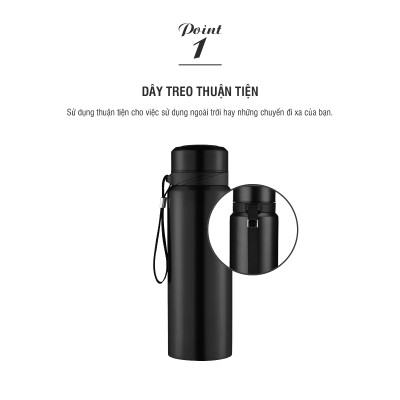 Bình Giữ Nhiệt Vacuum Bottle Lock&Lock màu xanh đậm LHC6180FU 800ml, Hàng chính hãng, thép không gỉ, độ bền cao - JoyMall