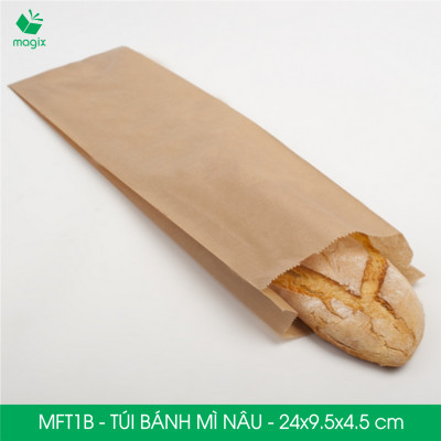 MFT1B - 24x9.5x4.5 cm - 100 Túi giấy bánh mì nâu