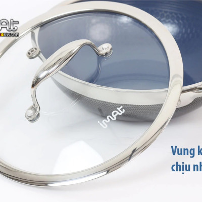 [Hàng chính hãng] Chảo xào đa năng iMAT Hybrid lòng xanh mới, đường kính 28cm. Chiên, xào, áp chảo..