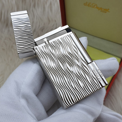 Vỏ Hột Quẹt Bật Lửa Upon Gas Đá Supper D149V Họa Tiết Hoa Văn Vân Sóng Dọc Màu Vàng - Dùng Gas Đá Cao Cấp