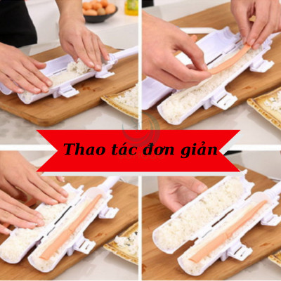 Ống Nén Sushi Thông Minh Kèm Thảm Cuộn Dụng Cụ Làm Sushi Siêu Nhanh - Combo Ống & Mành Cuộn