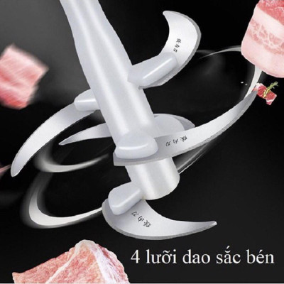 Máy Xay Thịt Cối Inox 304 Loại 4 Lưỡi Đa Năng Mini Cầm Tay Siêu Khỏe Dễ Dàng Sử Dụng  Dung Tích 2 Lít - Hàng Nhập Khẩu