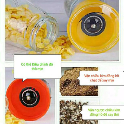 Lọ Xoay Tiêu Thủy Tinh Lọ Xay Hạt Tiêu Cầm Tay Siêu Nhanh Sang Trọng - Giao Màu Ngẫu Nhiên