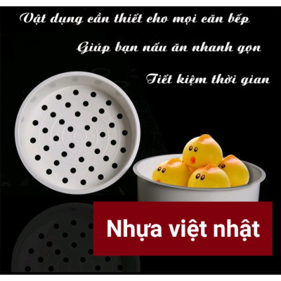 Khay hấp thức ăn nhựa Việt Nhật hình tròn 22.5x20.5x6.5cm - Xửng hấp đồ ăn, bánh bao, xôi,..an toàn tiện lợi -HÀNG VIỆT NAM