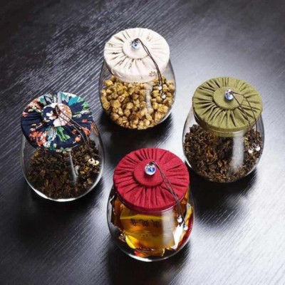 Lọ chè thuỷ tinh nắp vải 800g