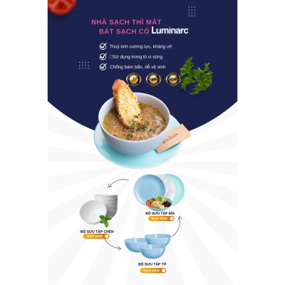 Đĩa Sâu Thủy Tinh Luminarc Diwali Light Turquoise 20cm cường lực, chịu nhiệt - 1 đĩa - P2019