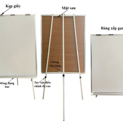 Bảng Flipchart 3 chân viết bút lông từ Hàn Quốc KT 0.8x1.2m