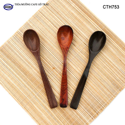 Thìa Cà Phê, muỗng pha trà, gỗ Trắc/Cẩm (HAHANCO) Chuôi uốn lượn sóng/Độc đáo - CTH753