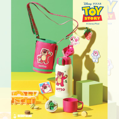Bình giữ nhiệt cho Bé Gấu dâu Lotso BeddyBear - Dung tích 600 ml - 2 Nắp thay thế - Chất liệu cao cấp SUS316 - Tặng kèm túi đeo xinh xắn - Bảo hành chính hãng 1 năm - RT103-600-GAUDAU