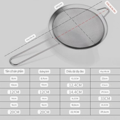 Vợt Rây bột inox lọc trà cafe có tay cầm làm bánh vắt chanh inox - Dụng Cụ Lọc Bột Rây Lọc Sifter Lưới Lọc